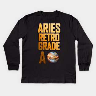 Aries Retro Grade A: Moon Mercury Fire Kids Long Sleeve T-Shirt